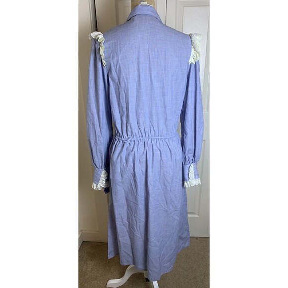 Vtg Donna Morgan Non Stop Prairie Dress Med Union Made USA NWT Lace Blue Cottage - Picture 6 of 10